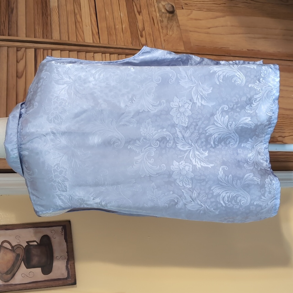 Oscar de la Renta Vintage Pastel Blue Sleeveless Pajama Top Pink Label 2X - Picture 4 of 8